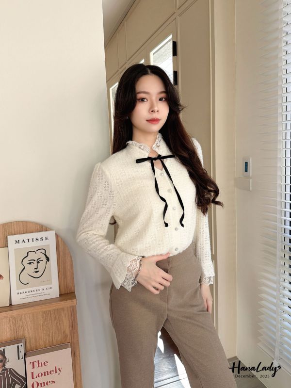 WQA07 親膚毛料蕾絲內刷毛上衣 