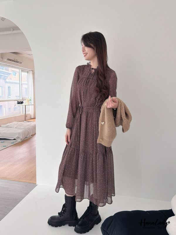 WJA95 復古波點層次長洋 