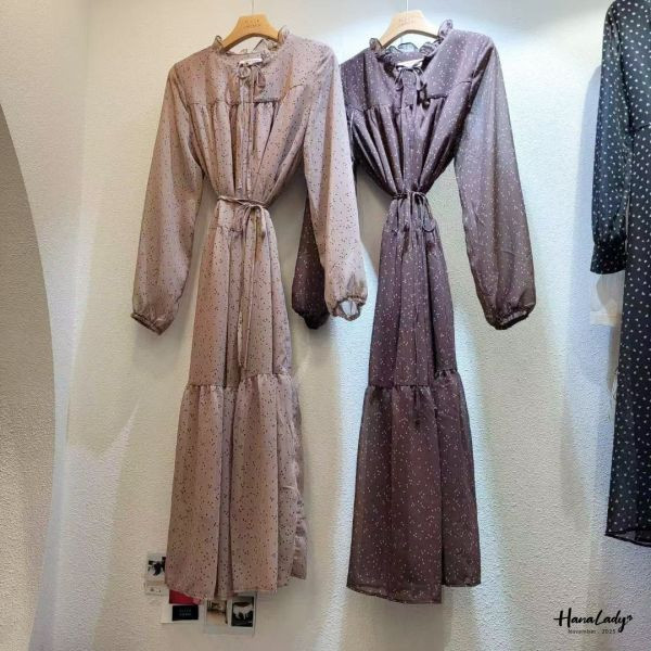 WJA95 復古波點層次長洋 