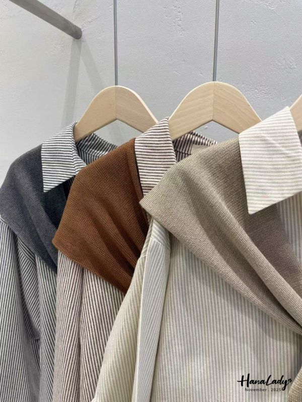 WJA11 直條順身披肩單寧衫 