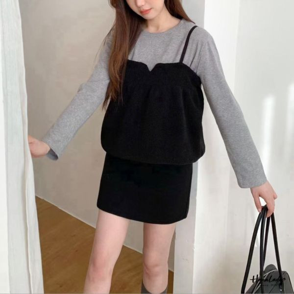 LEA82 兩件式熊寶寶棉絨上衣 