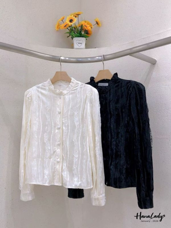 LEA43 極繁主義蕾絲絨布上衣 