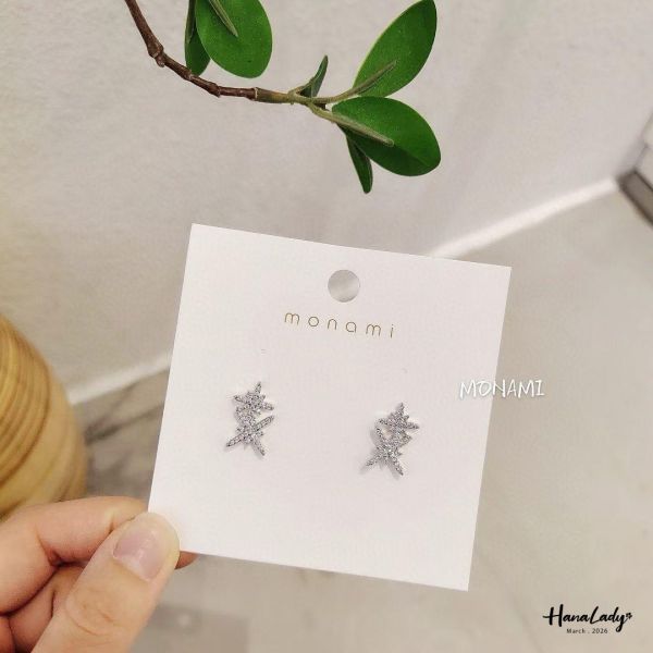 LSA69 雙星閃耀銀針耳環 