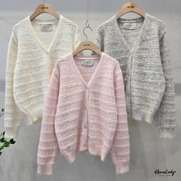 LEA21 簍空洞洞亮片針織上衣 