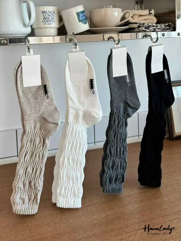 WJB32 可愛皺摺堆堆棉襪 