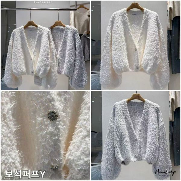 LEA17 閃亮亮鑽石釦QQ針織上衣 