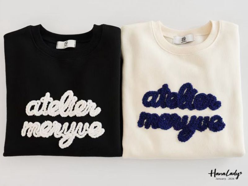 LEA83 可愛Q毛字母內刷毛T 