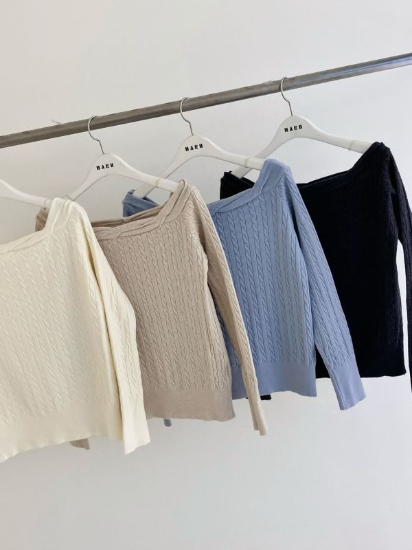 WJA02 氣質麻花領針織上衣 