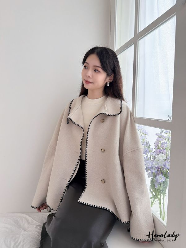 WJA72 考克滾邊厚絨翻領外 