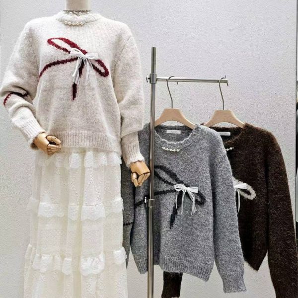 WQA30 珍珠領可拆式立體蝴蝶結上衣 