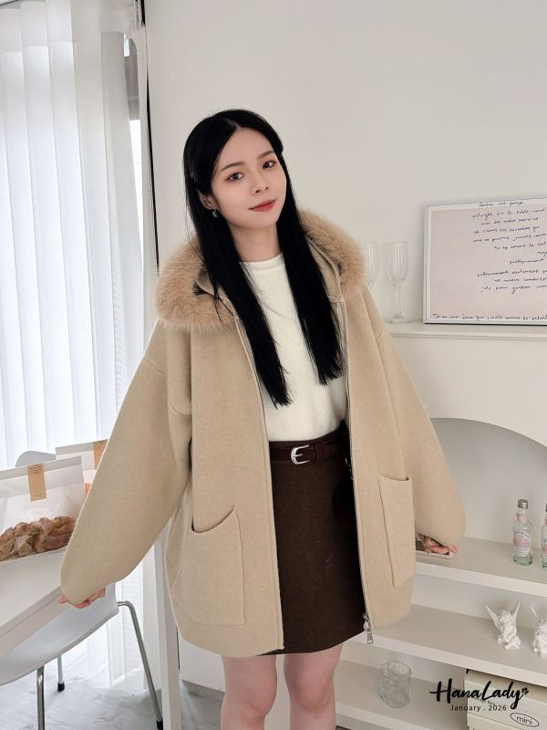 LEA37 毛毛可拆長版針織拉鍊外 