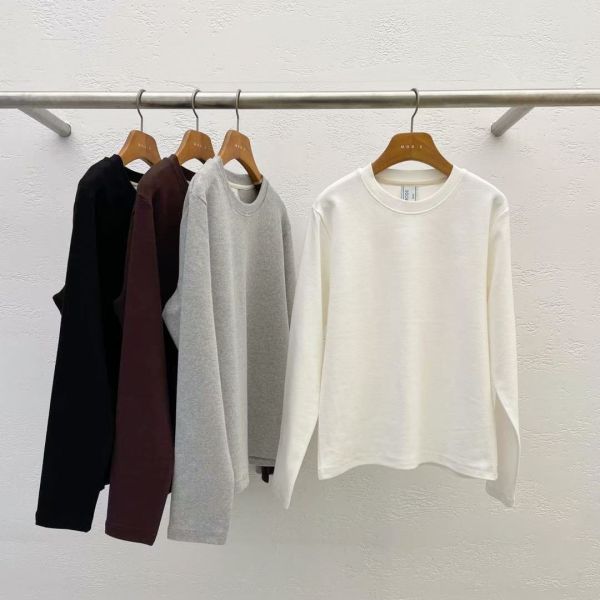 WQA77 微厚磅圓領純色上衣 