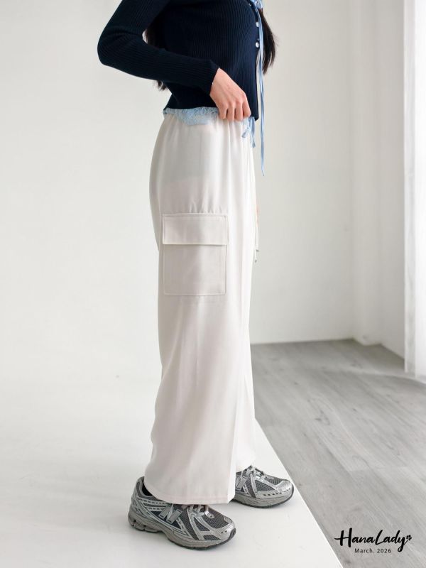 LSA56 雙口袋工裝綁帶休閒褲 