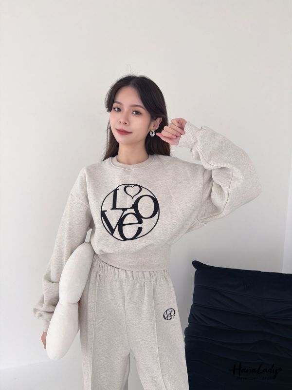 WJA93 暖暖內磨毛刺繡字母套裝 