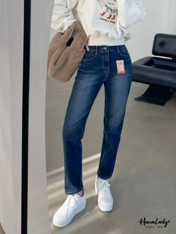 LEB14 舒舒服服丹寧棉內磨毛褲 