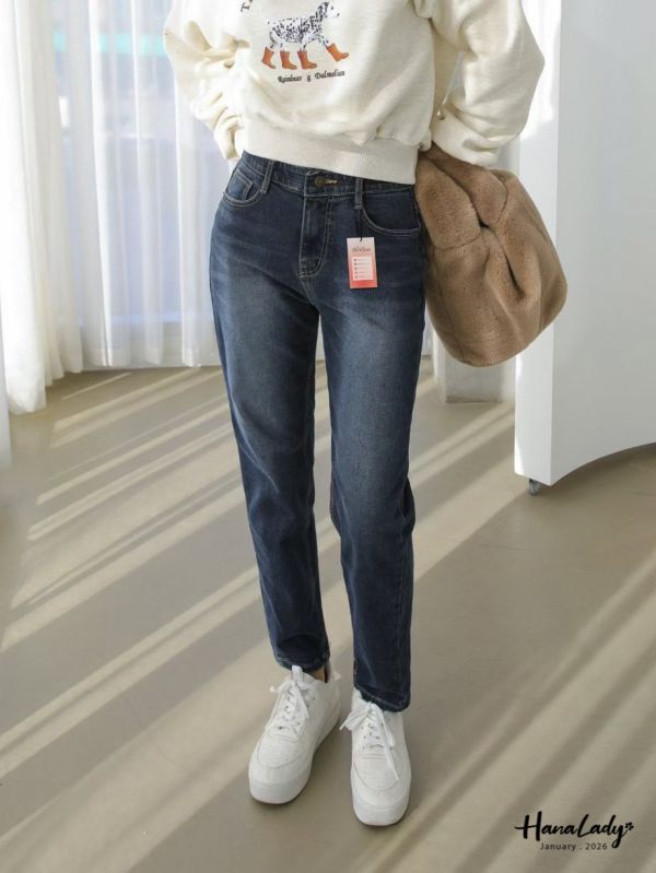 LEB14 舒舒服服丹寧棉內磨毛褲 