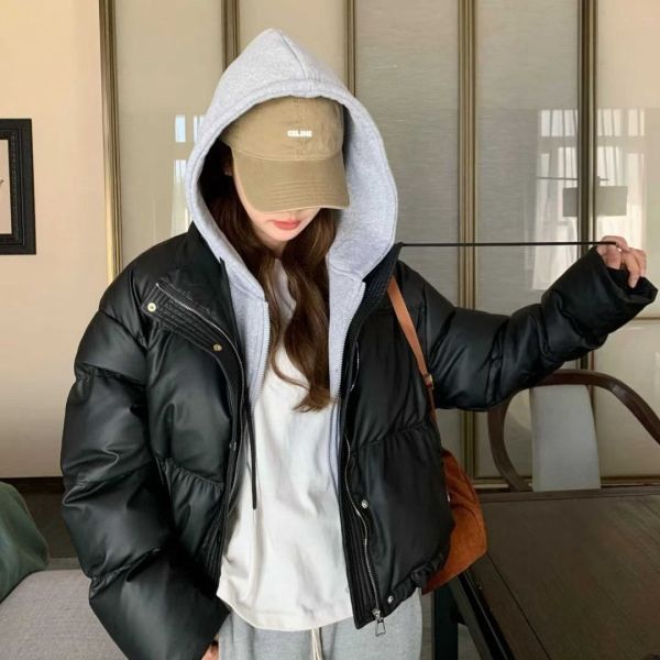 WQA81 休閒連帽假兩件麵包外套 