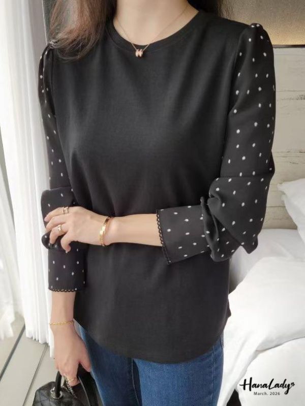 LSA03 點點雪紡袖棉質上衣 