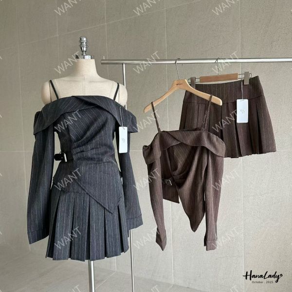 WTB29 完美直條紋皮釦設計套裝