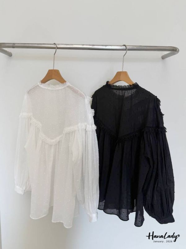 LEA62 層次領點點裙擺上衣 