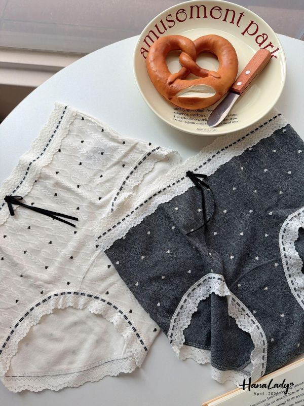 LFA75 韓國麻花小愛心緞帶內褲 