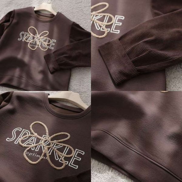 WQA42 立體繡花燈心絨袖上衣 