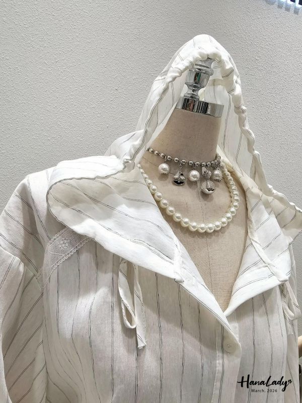 LSA07 可愛Q擺線條排釦衫 