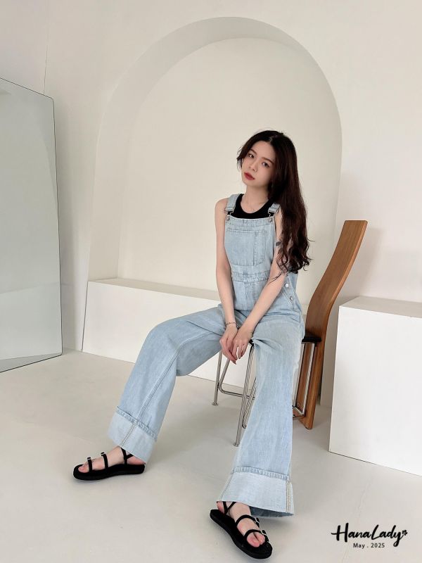 WWA43 高高女孩的丹寧吊帶褲 