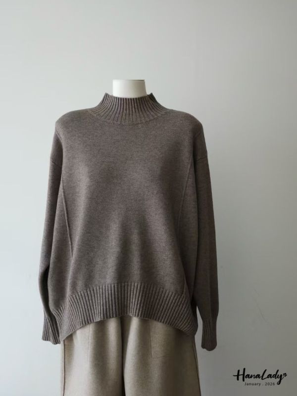 LEA86 簡約立領線條針織上衣 