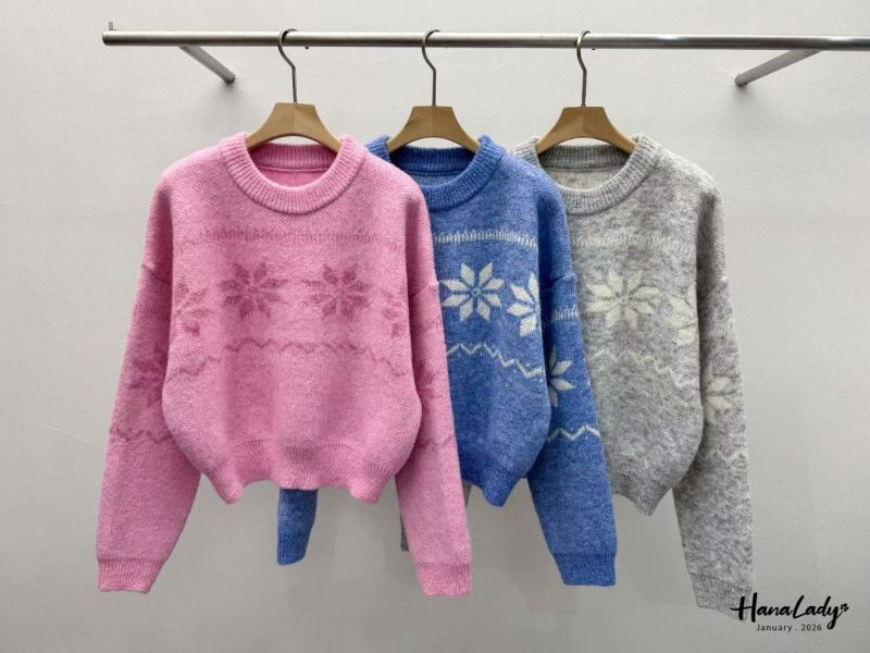 LEA93 冬季混線雪花針織上衣 