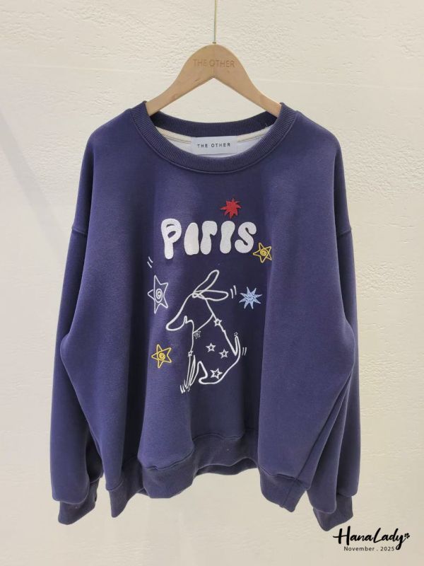 WJA18 狗狗塗鴉刺繡寬版大學T 