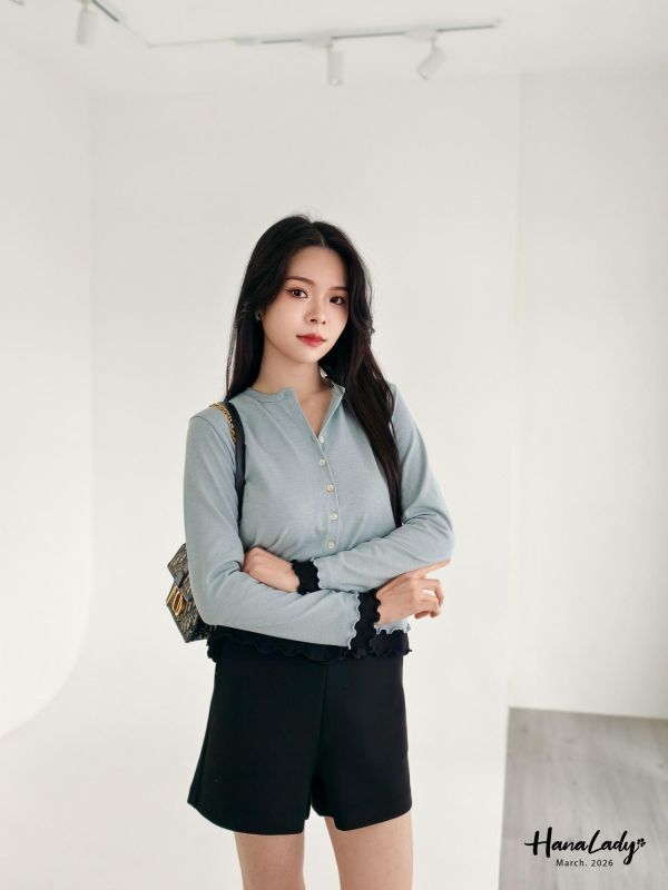 LSA33 Q擺知性排釦上衣 