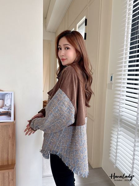 FTA87 銀線毛呢燈芯絨排釦衫 