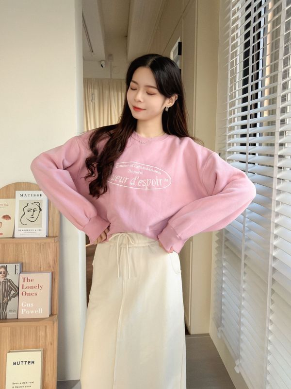 WQA63 刺繡字母短版內刷毛T 