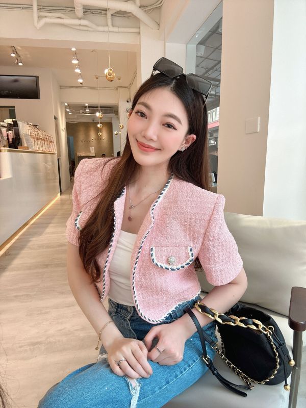 FWB09假口袋滾邊小香外套 