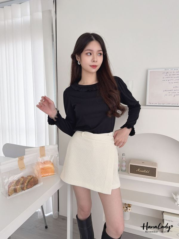 WJA30 簡約日系花邊領上衣 