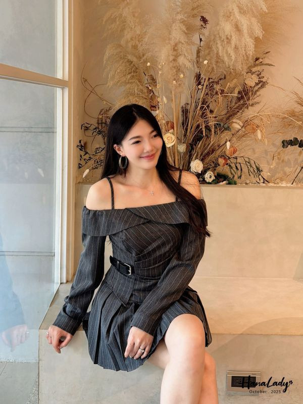 WTB29 完美直條紋皮釦設計套裝 