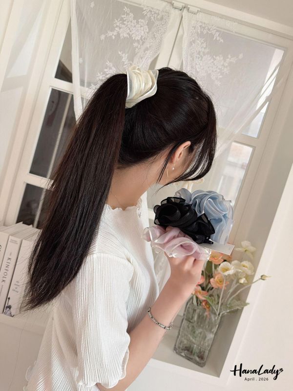 LFA85 溫柔小姐姐緞帶紗髮圈 