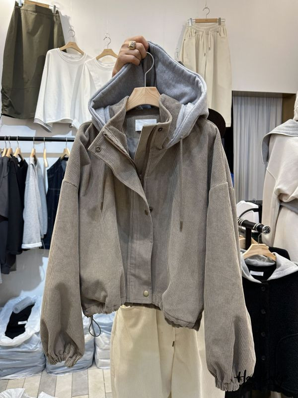 FQA32 蓬蓬燈芯絨連帽外套 