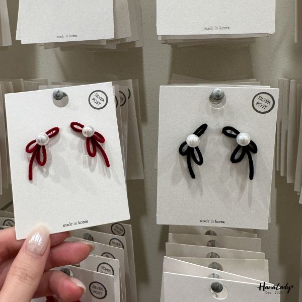 FQB46 毛線綁結珍珠耳環 