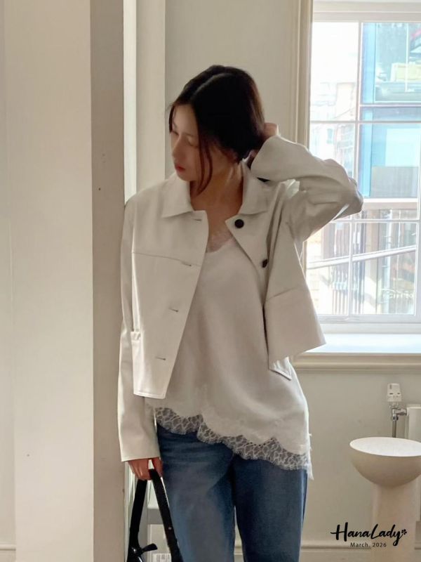 LSA62 高單蕾絲斜擺設計背心 