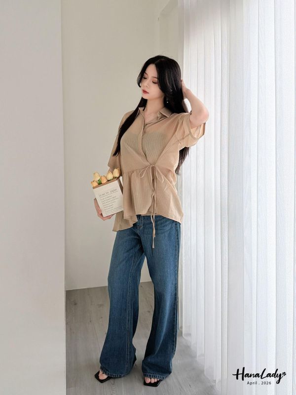 LFA51 好喜歡天絲料綁結設計上衣 