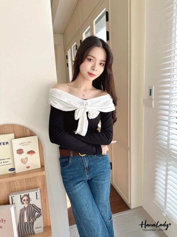 WKA50 浪漫綁結領柔棉上衣 