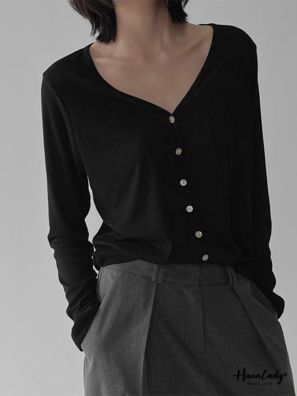 LSA35 溫柔貝殼排釦針織衫 