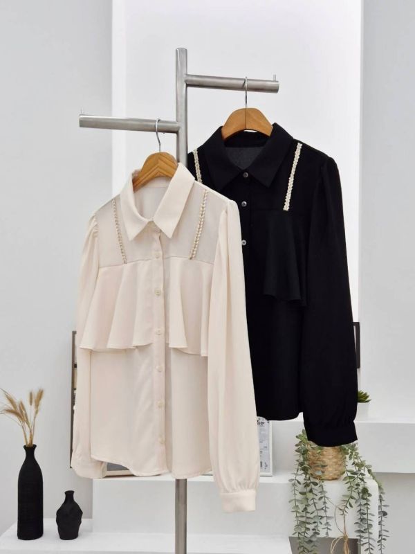 WQA06 金蔥麻花波浪雪紡上衣 