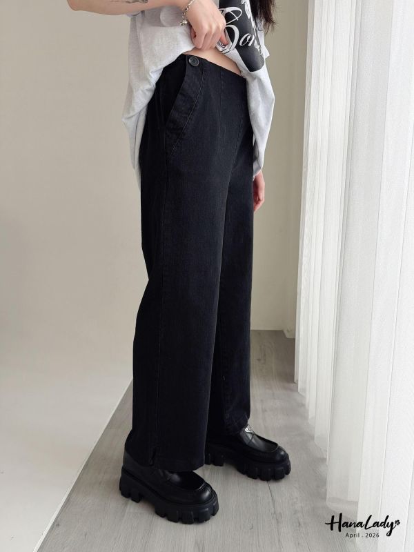 LFA34 經典直筒小開衩休閒褲 