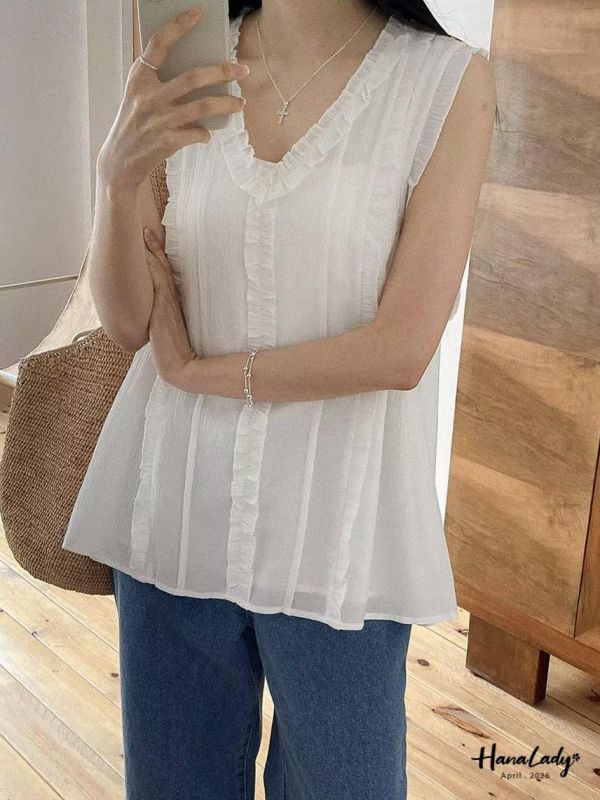 LFA32 波西米雅V領無袖上衣 