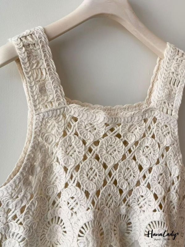 LFA23 小花編織刺繡背心 