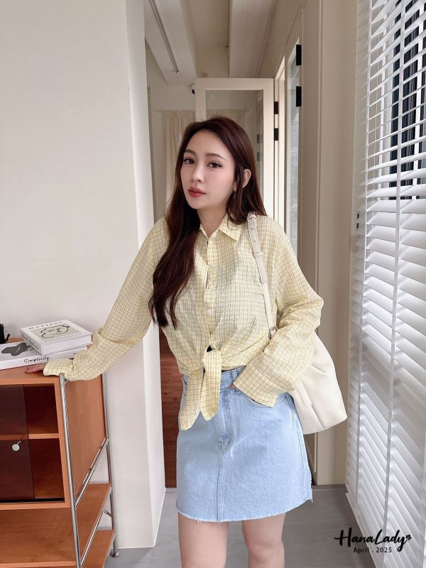 WFA49 格子壓紋襯衫 正韓 韓國服飾 韓國連線