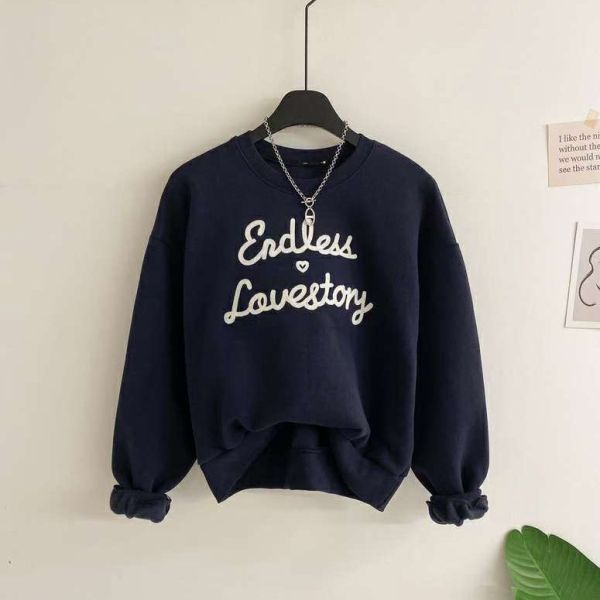 WQB09 立體刺繡愛心內刷毛T 